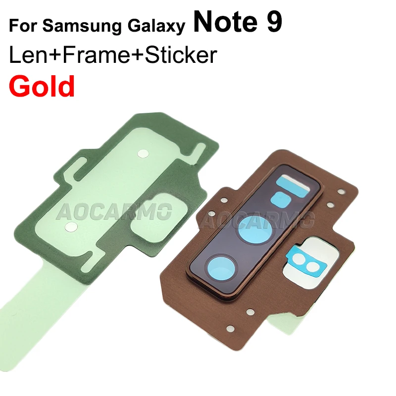 Aocarmo For Samsung Galaxy Note 9 Note9 Rear Back Camera Lens Glass Ring Cover With Frame 6.4" Replacement 