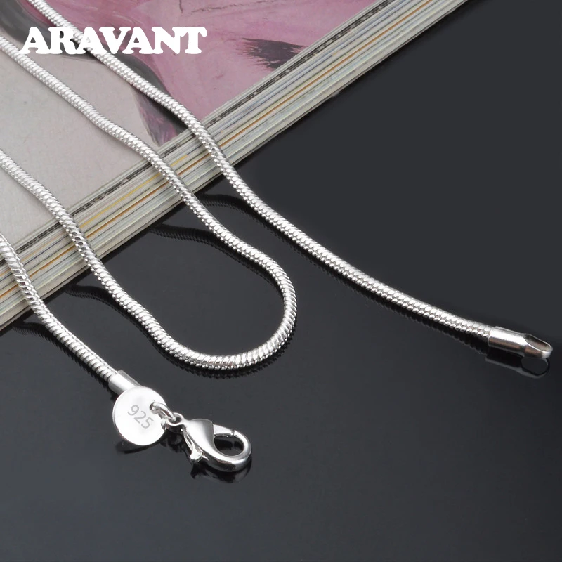 Aravant-collar de cadena de serpiente para hombre y mujer, de plata 925, 2MM, joyería de moda, regalos
