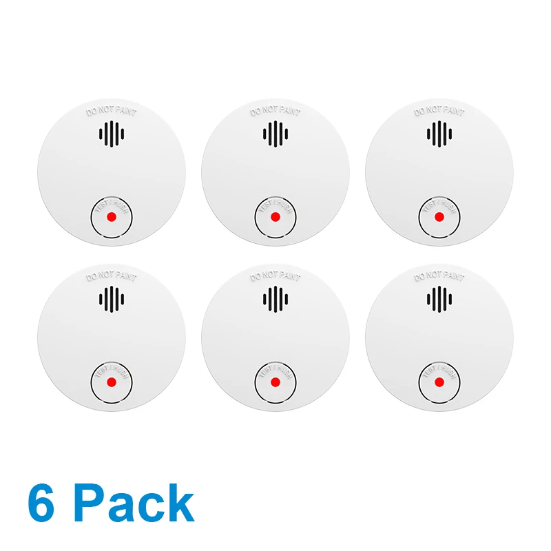 6pcs CPvan SM01 огонь огонь дымовые датчики датчик огня детектор дыма сигнализация для дома 10 лет дымовая сигнализация беспроводной пожарный датчик защита офисная/домашняя охранная система пожарной сигнализации Rookmelder - Color: 6pcs