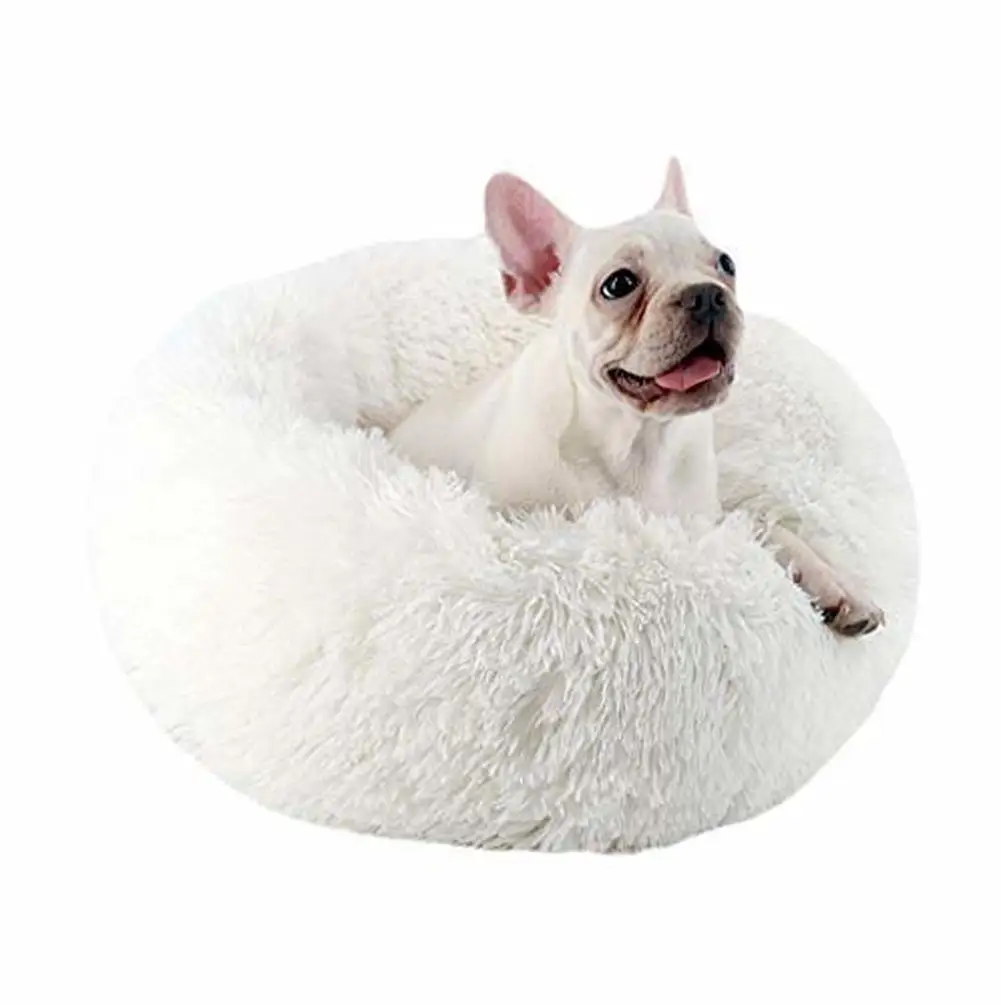 Round Dog Bed Long Plush Pet Kennel Washable Cat House Soft Cotton Mats Sofa For Small Large Dog Chihuahua Dog Basket Pet Bed