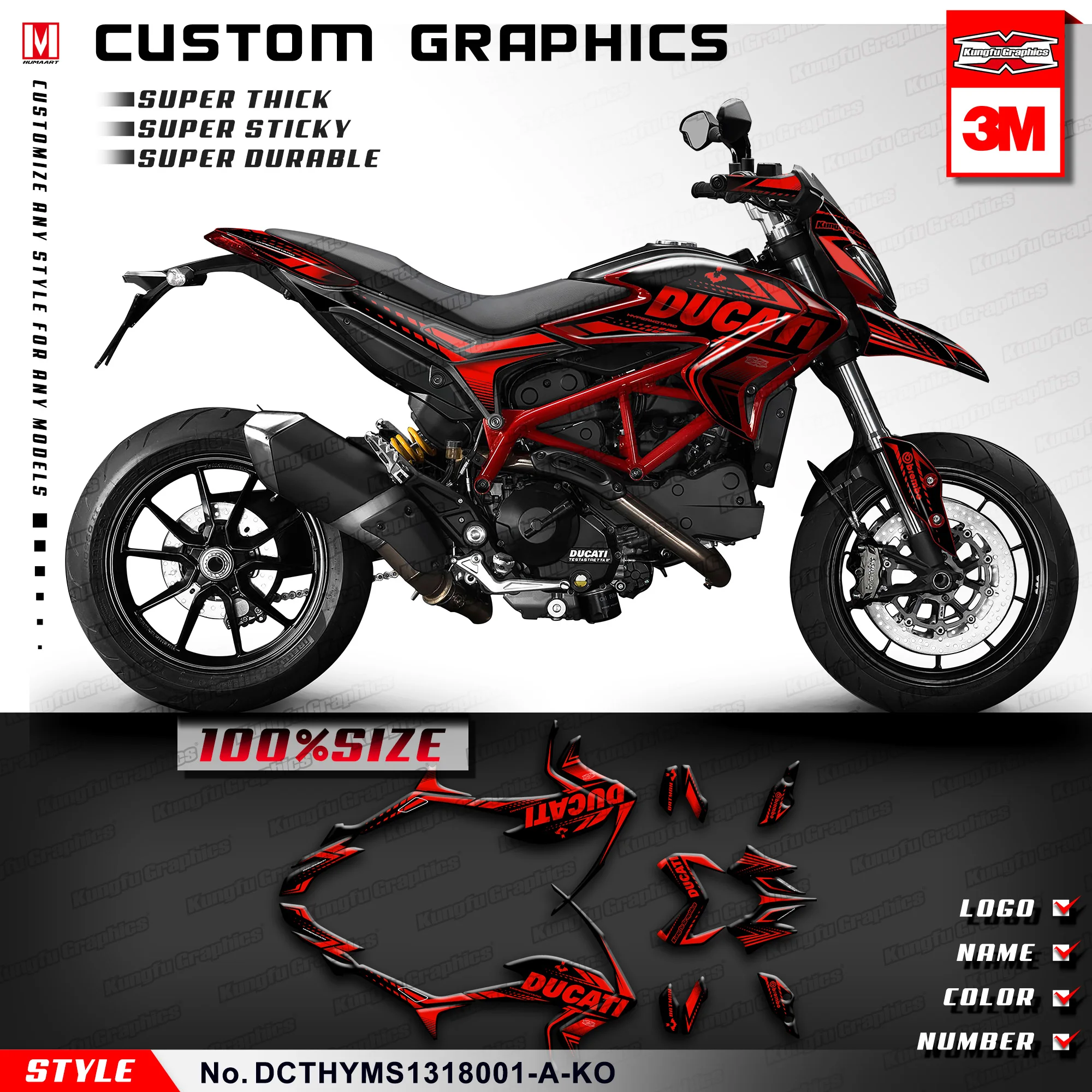 KUNGFU графические пользовательские наклейки виниловые для DUCATI Hypermotard Hyperstrada 821 939
