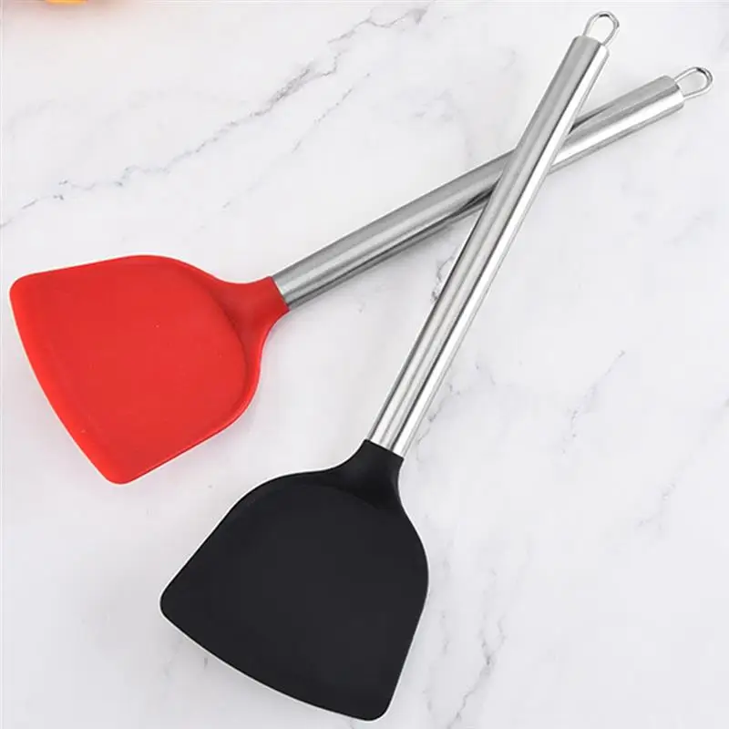 Non-stick Silicone Turner Heat Proof Spatula Cooking Turners With Stainless Steel Handle Durable Cookware Kitchen Cooking Tools