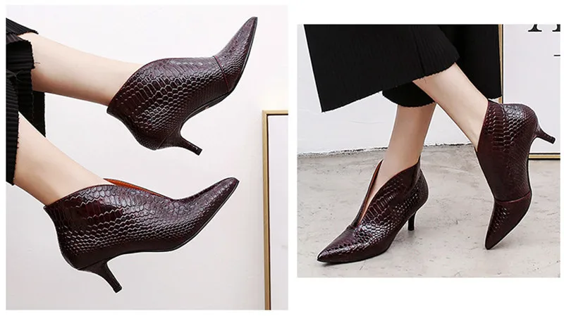 Snake Patent Leather Stilettos Pumps Women Shoes  Tip Head V Mouth High Heels Women Shoes 2020 Spring Small Thin Heel Lady Pumps (5)