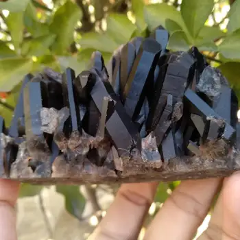 

370g Clear Natural Beautiful Black QUARTZ Crystal Cluster Specimen