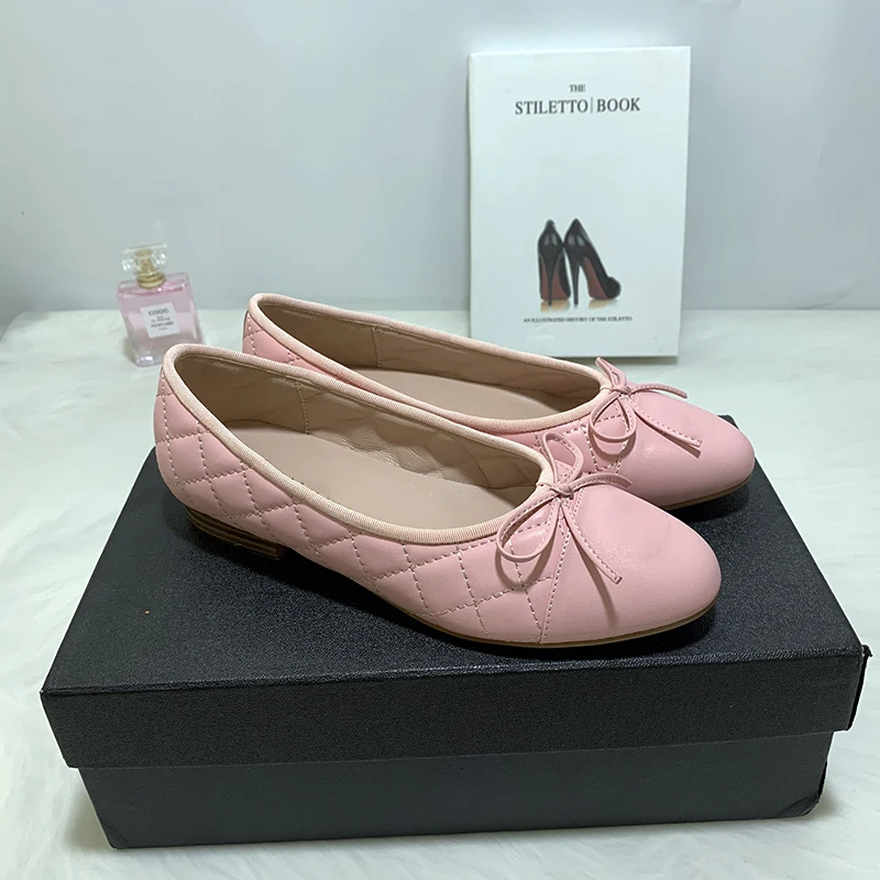 Classic Ringer ballet flats women's 2023 new sheepskin tweed cloth shallow  mouth bow one step off a single shoe - AliExpress