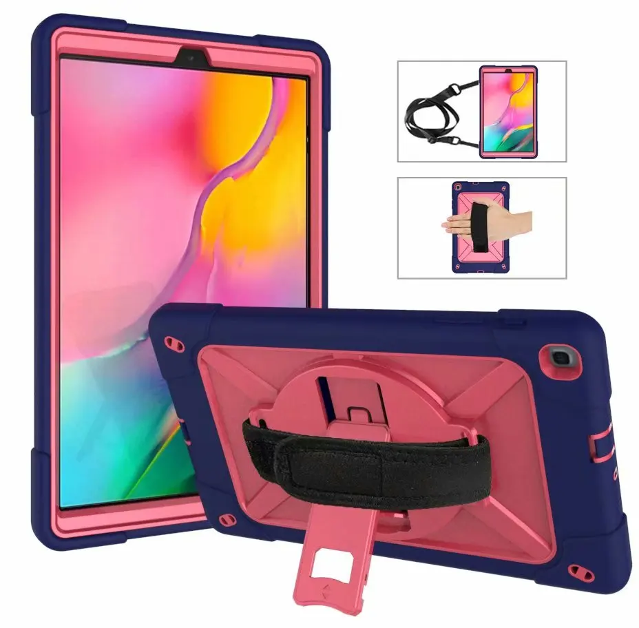 Сверхпрочный ударопрочный чехол для планшета для samsung Galaxy Tab A 10,1 T510 T515, подставка/рука+ шейный ремешок, подставка+ ручка