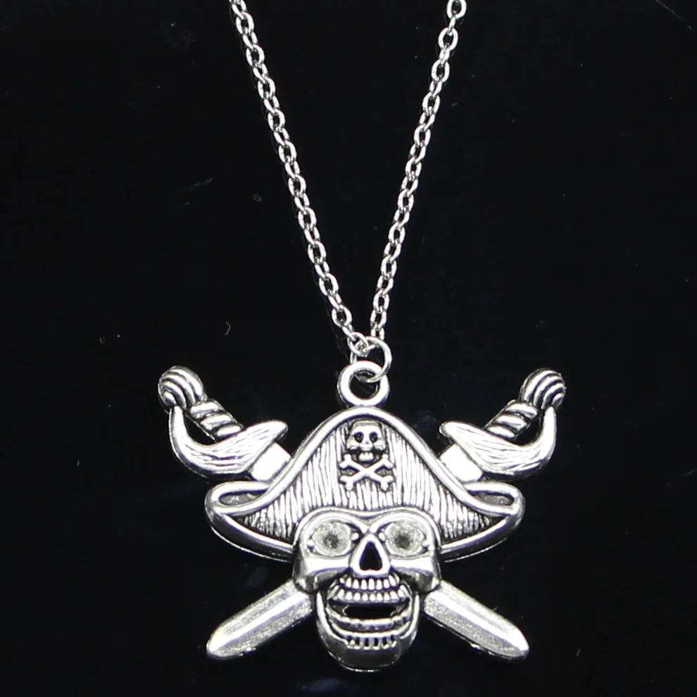 Новое модное ожерелье 45x34 мм кулоны с пиратским черепом и крестом в виде меча