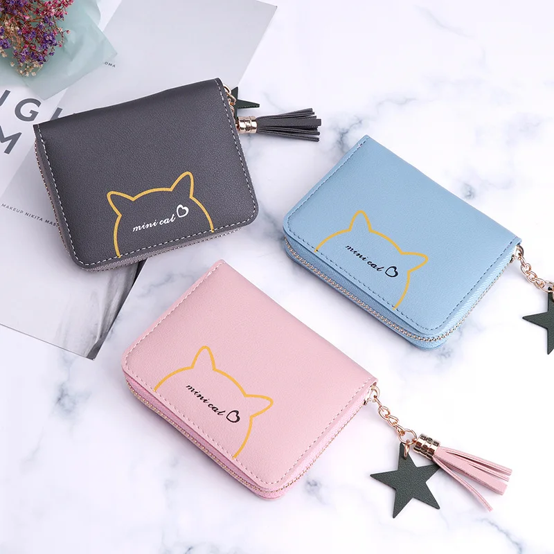 

Korean-style Fashion Women's Coin Bag Simple Cartoon Cute Animal Printed Zipper Wallet Short Purse Wallet