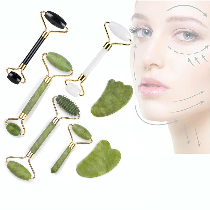 Natural Massager For Face Gouache Scraper For Face Massager Jade Roller Guasha Scraper For Face Microniddle Roller Face Gua Sha|Jade Roller| - AliExpress