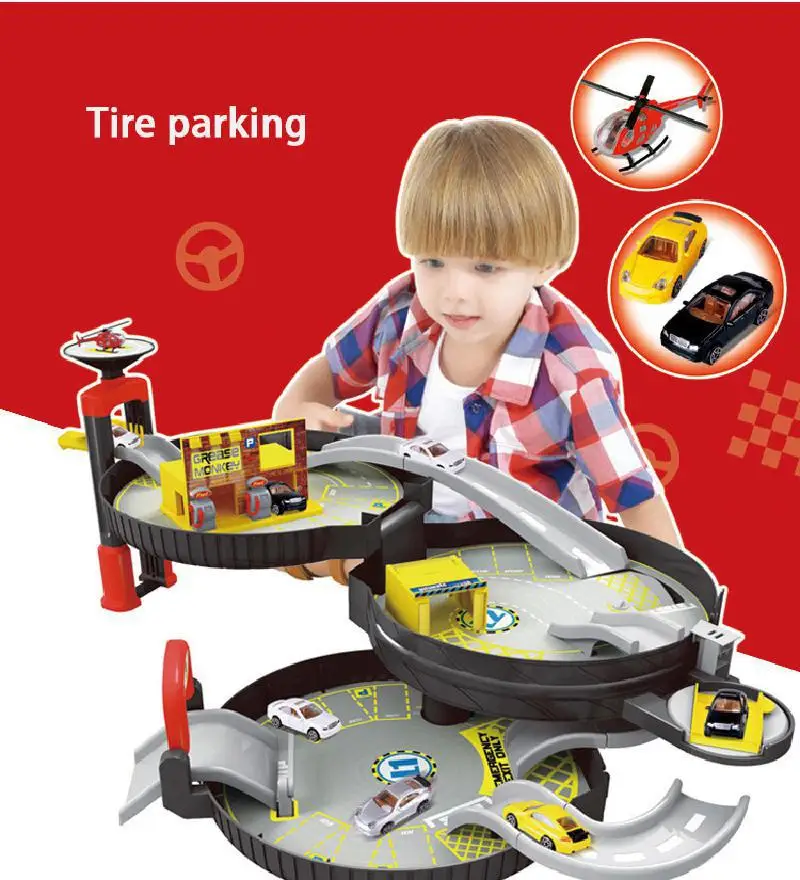 

Tire Super Parking Alloy Model Stereo Orbit Automobile Get Married Children's Assembly Educational Toy Car Portable Rail Car Set
