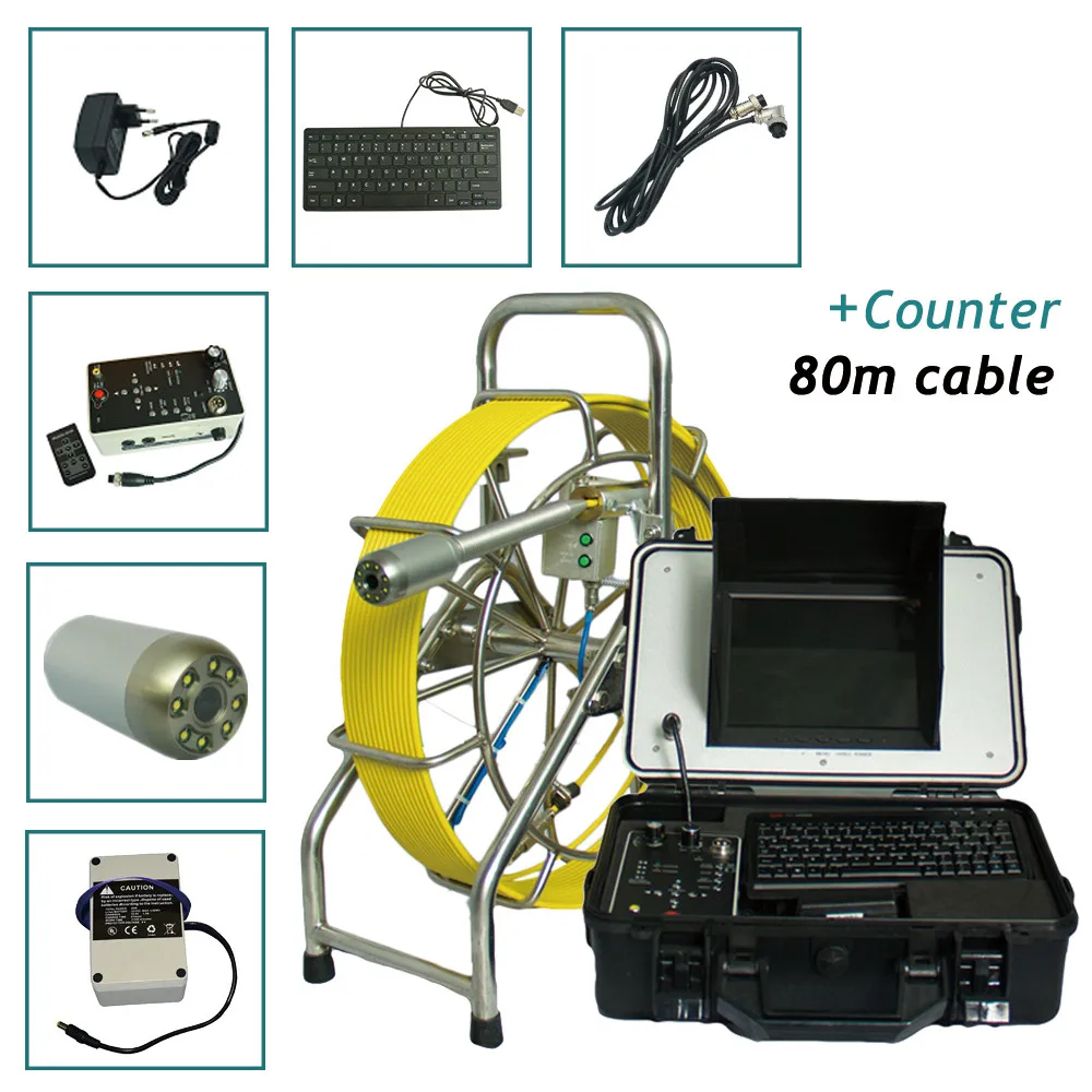 

Waterproof Underground Industrial Pipe Video Camera 40mm self level camera head 512hz sonde drain cameras with 80cm cable