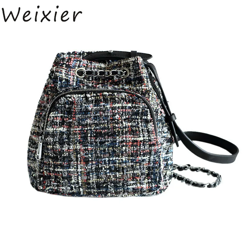 WEIXIER женский рюкзак кошелек женские шерстяные рюкзаки с цепочками для