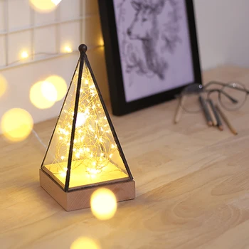 

Nordic LED Glass Solid Wood Read Table Lamp Fire Tree Silver Flower Solid Table Light Bedroom Bedside Study Deco Led Desk Lamp
