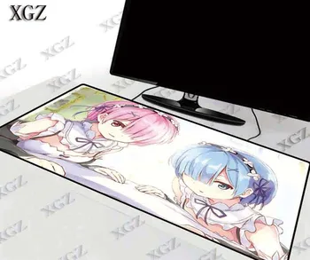 

XGZ RE Rem Japan Anime Girl Large Gaming Mouse Pad Lock Edge Game Mat Laptop Keyboard Desk for CSGO Lol Gamer