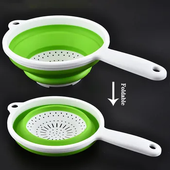 

Household Retractable Fruit Drain Basket Kitchen Foldable Storage Basket Multi-Function Handle Storage Organizer