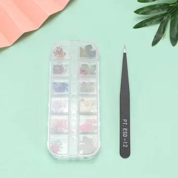 

1 Box of Nail Art Dried Flowers Multicolor Dry Petals Manicure Sticker with Tweezer (Style 1)