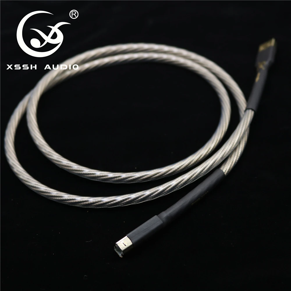 Hi Fi end A B Тип USB кабели XSSH аудио DIY Медь серебристого цвета из бескислородной меди