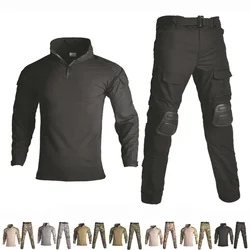 Uniforme militar, camisa y pantalones con rodilleras, traje táctico de rana, ropa de caza de camuflaje, Airsoft, Ghillie