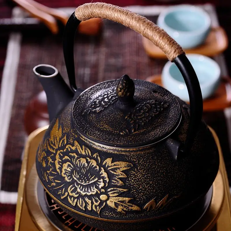 Чайник без покрытия Железный чайник железный горшок Пион большой железный горшок 900 мл