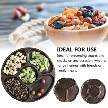 

Japanese Innovative Sapele Kung Fu Tea Serving Tray Storage Tray Separated New Year Plate for Candy Snack Dried Fruit 30E
