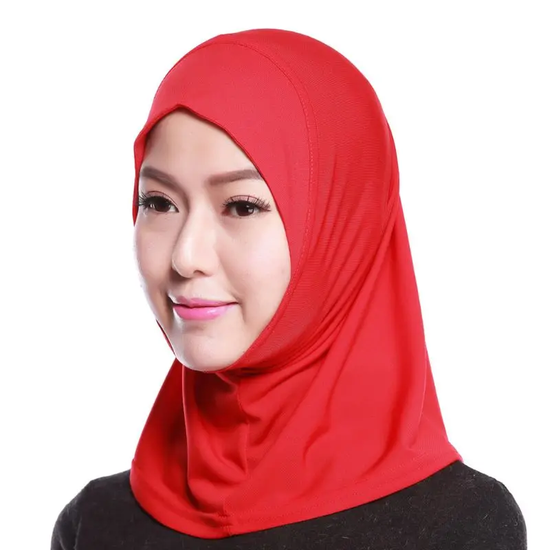 Женский мусульманский Хлопок Мини хиджаб платок на голову сплошной цвет полное покрытие Внутренняя шапка исламский арабский обернуть шаль тюрбан шляпа Головной убор