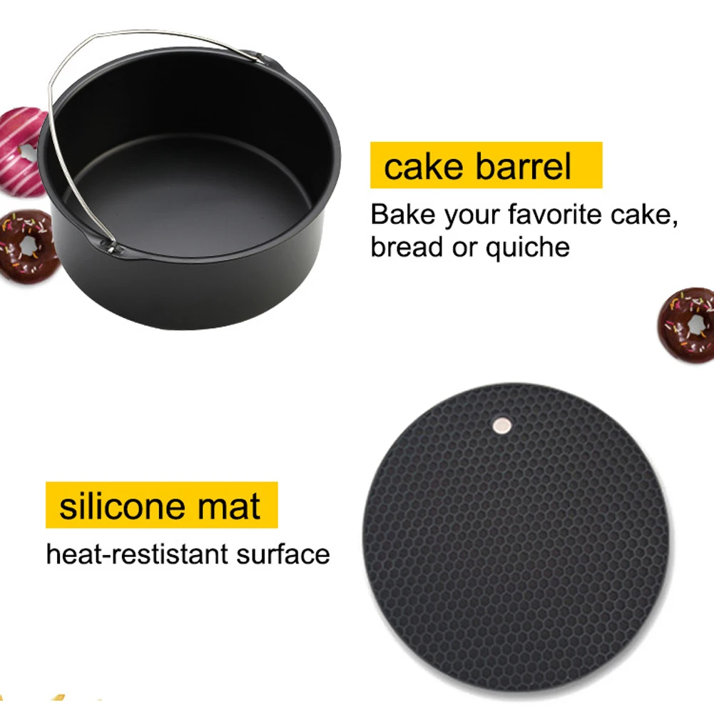 12pcs Carbon Steel Fine Quality Air Fryer Accessories Kit Professional Home Kitchen Cooking Tools Set Airfryer 7inch