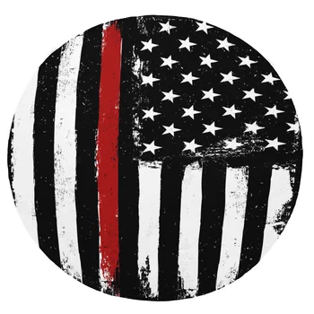 

Super Soft Plush Flannel Blanket American Flag Red Black Blankets Round Throw Blanket for Beds