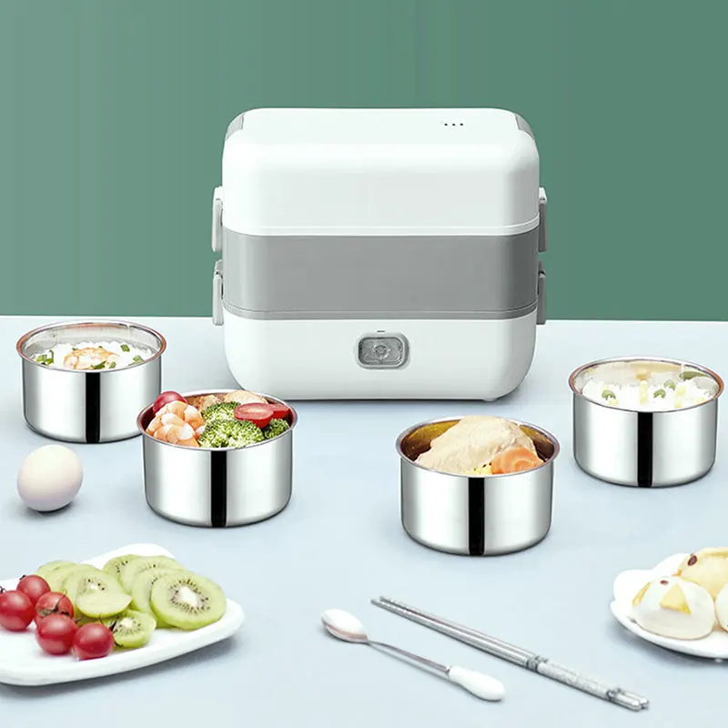 US $41.68 DoubleLayer Stainless Steel Insulated Lunch Box Portable PlugIn Heating Bento Box High Capacity Office Lunchbox Food Container