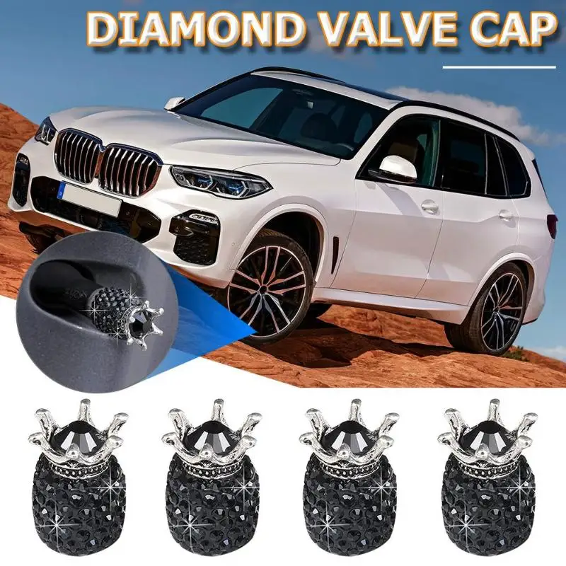 4 шт. Crown Bling Diamond колпачок клапана колеса шины s Стразы Crown колпачок клапана автомобильной шины колпачок руля Универсальный
