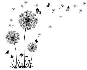 

Butterfly Flying In Dandelion Bedroom Living Room Stickers Style Wall Stickers Design PVC Wall Decals