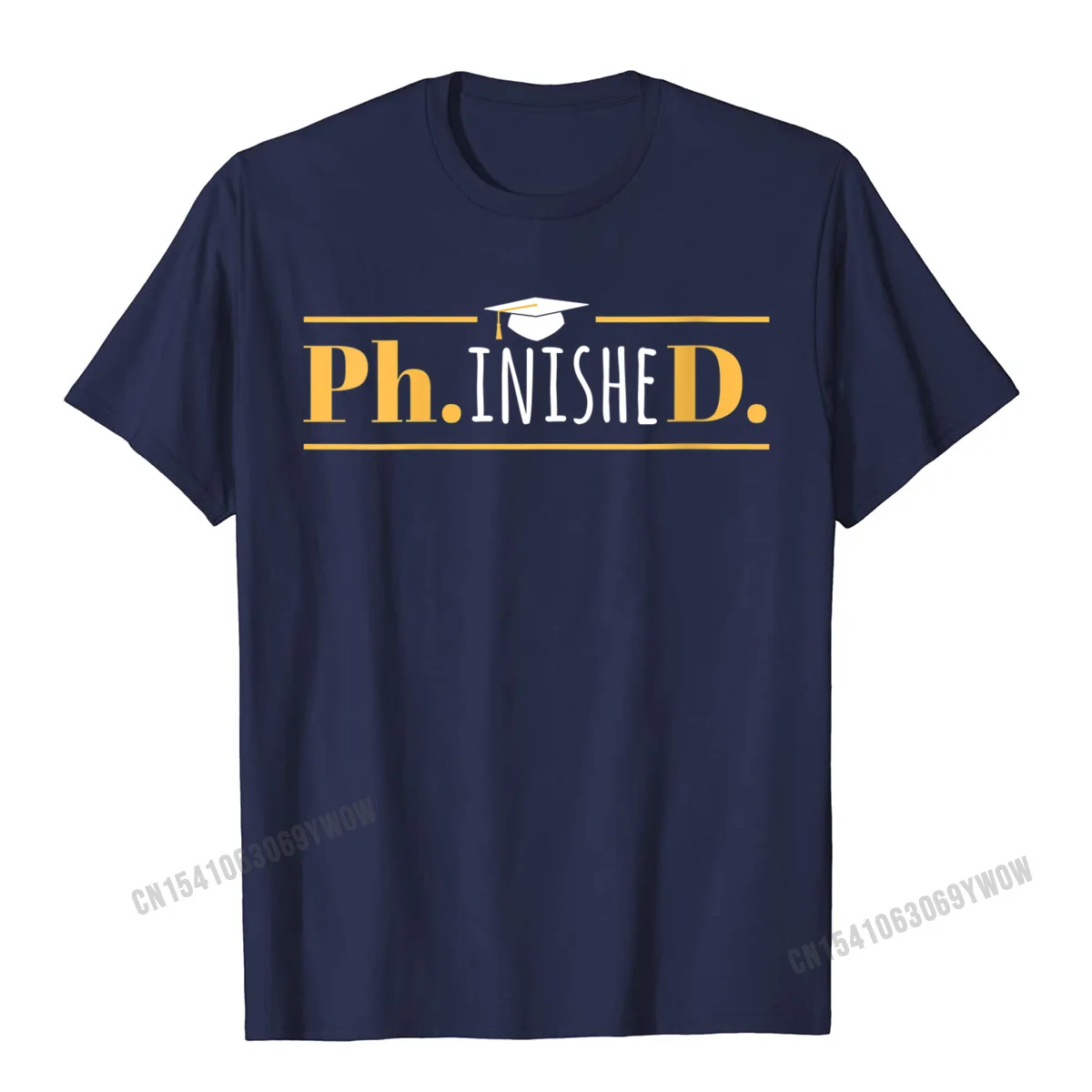 Pure Cotton Man Short Sleeve Funny Tshirts Birthday Tops Tees Plain Personalized O-Neck Tee Shirts Drop Shipping Womens PhinisheD - Funny Doctorate PhD Graduation V-Neck T-Shirt__884 navy