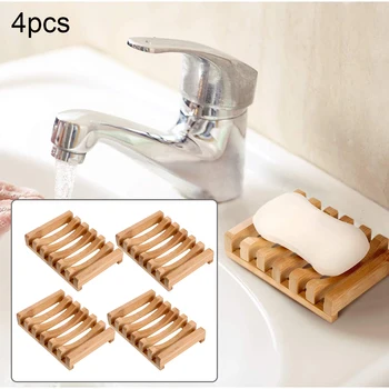 

4pcs/set Soap Holder Soap Case Holder Natural Wood Soap rack 11.5*8.5*2.3cm