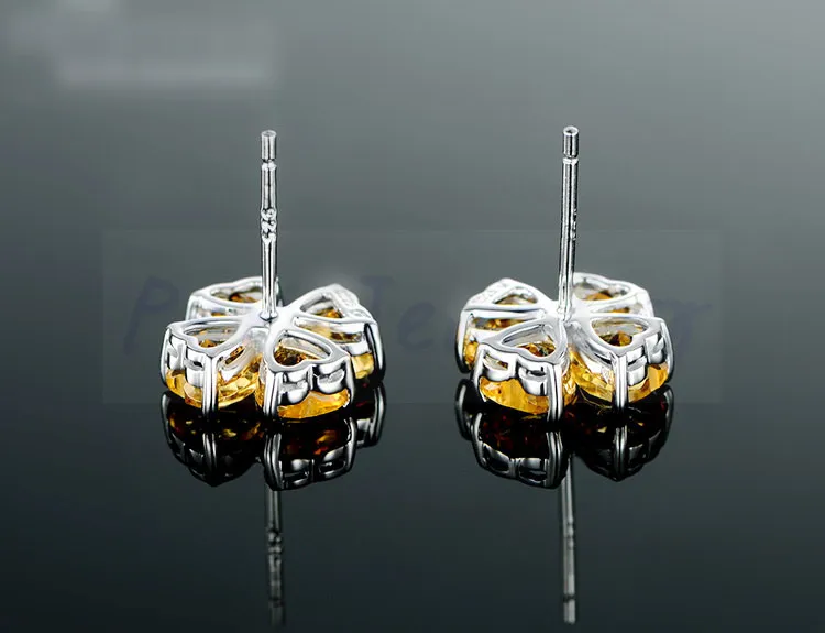 Натуральный Цитрин Любовь Сердце Стиль Серьги гвоздики 0.4ct* 8 шт драгоценный камень 925 стерлингов серьга из серебра в виде цветка# C972602