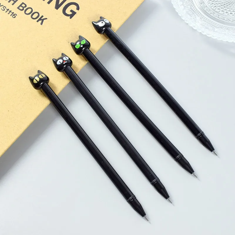 

2019 Cartoon Black-headed Cat Ballpoint Pen Refills Ink Black A Magical Tools Student Office Stationery Writing Neutral Pen