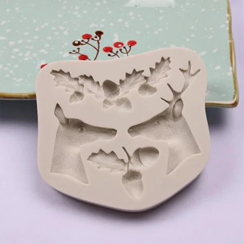 

3D Tree Leaf Make Molds Fondant Cake Decorating Tools Creative Christmas Holly Leaf Silicone Molds Cake Tools