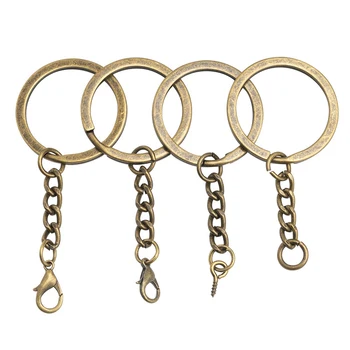 

Mibrow 10pcs/lot Antique Bronze 25mm 30mm Key Chains with Lobster Clasp Split Keyrings for Bags DIY Jewelry Making Findings