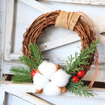 

Christmas tabletop decorations garland 15CM rattan ring handmade candlestick garland Christmas tree pendant