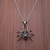 Punk 316L Stainless Steel Silver Color Black Stone Crystal Spider Pendant Jewelry For Gift 1