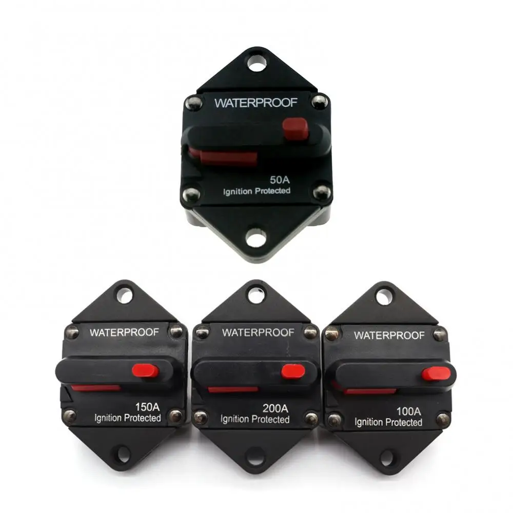 50 100 150 200A Car Vehicle Circuit Breaker 12 24V Fuse Manual Reset Audio In-Line Automatic Recovery