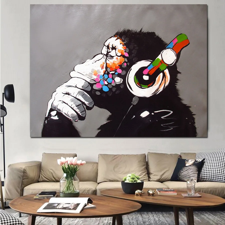 Муту уличное искусство картина маслом обезьяна холст Decorativos любовь изображение
