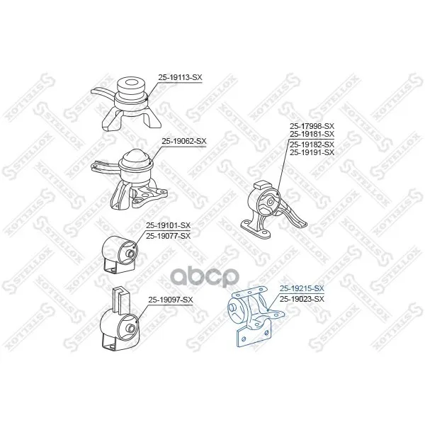 25-19215-Sx_подушка Двигателя Левая!Toyota Caldina At190/St190 92-96 Stellox 2519215sx Stellox арт. 2519215SX