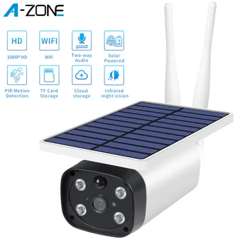

A-ZONE Outdoor 1080P Solar IP Wifi Camera IP67 Waterproof PIR Motion Sensor Infrared Night Vision Wireless Security IP Camera