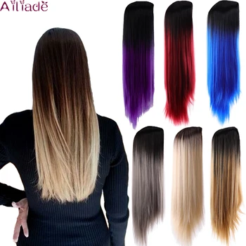 

AILIADE Middle Part Ombre Brown Straight Longth Synthetic Wigs For Women Wigs can be Cosplay Heat Resistant Wigs