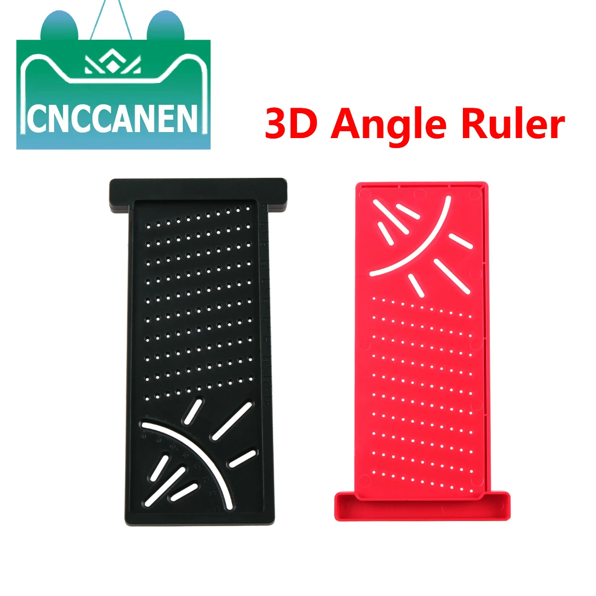 3D Carpenter Measuring Ruler 3D Angle Ruler Square Wood Measuring Tool Carpenter Marking Ruler Hole Ruler Black Red