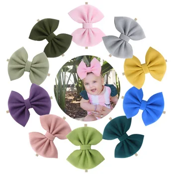 

Over Size Bow Baby Girls Headbands Newborn Turban Large Bow Headwear for Kids Headband Nylon Nude Hairband for Girls Hairbow