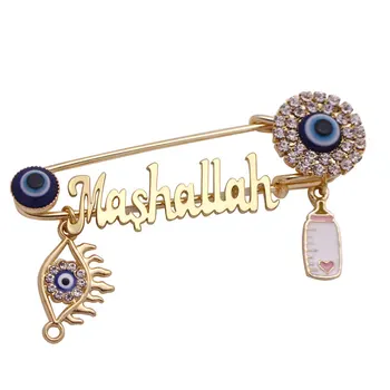 

islam muslim Mashallah Turkish evil eye Stainless Steel brooch Baby feeder Pin