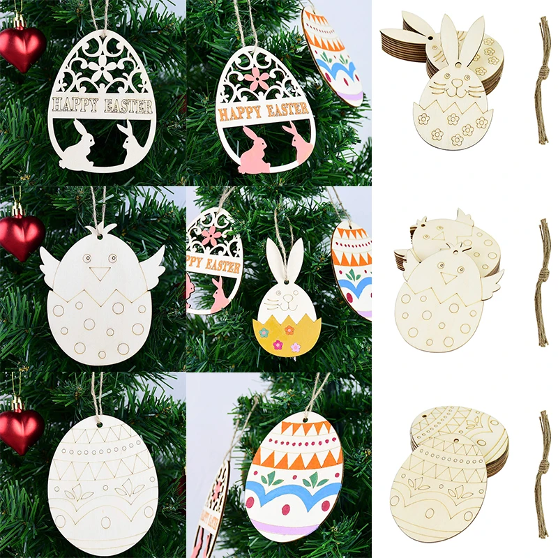 

Easter Wooden Decoration Bunny Egg Shape Hanging Pendant Ornament Happy Easter Decorations For Home Decor Easter Wooden Cutouts