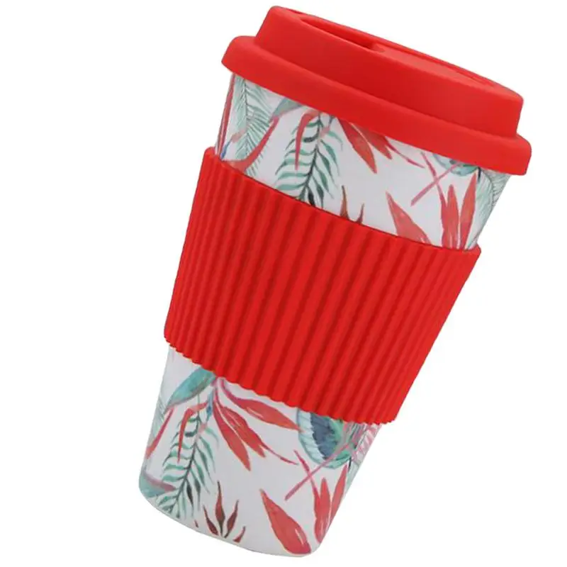 1pc Red Bamboo Fiber Coffee Cup with Lid Coffee Mug Travel Coffee Cup for  Cafe|Mugs| - AliExpress