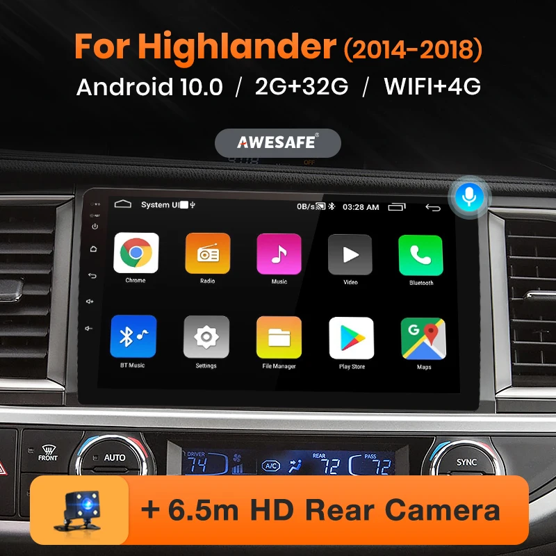 AWESAFE PX9 для Toyota Highlander 2014 2016 2017 2018 Автомобиль Радио мультимедийный видеоплеер GPS без