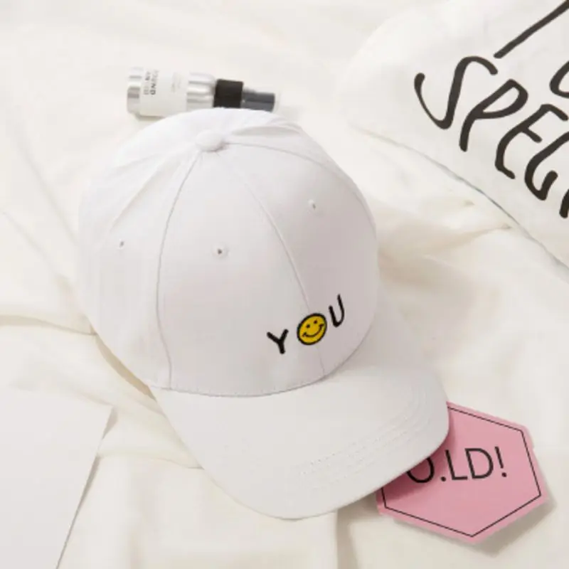 22 Color Unisex Korean Sport Smile Face Finger Heart Embroidery Baseball Cap Harajuku Cotton Hip Hop Snapback Curved Trucker Hat